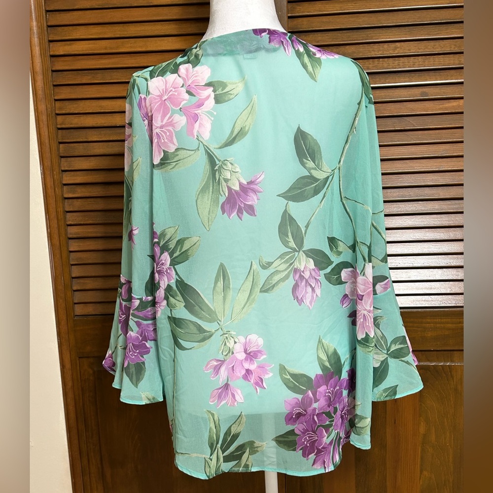 Sweet Pea by Stacy Frati Floral Blouse Summer Kimono Size M - Picture 4 of 7